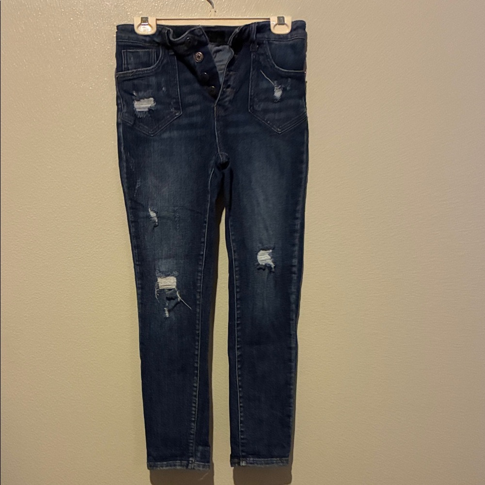 Stylish Risen Button Fly Blue Distressed Women Je… - image 2